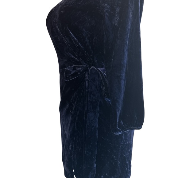 J. Crew Crushed Velvet Wrap Dress W/ Tie, Dark Blue Sz 4, Velour, Dressy - Picture 5 of 8